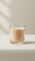 Amber Glow soy candle with gold accents