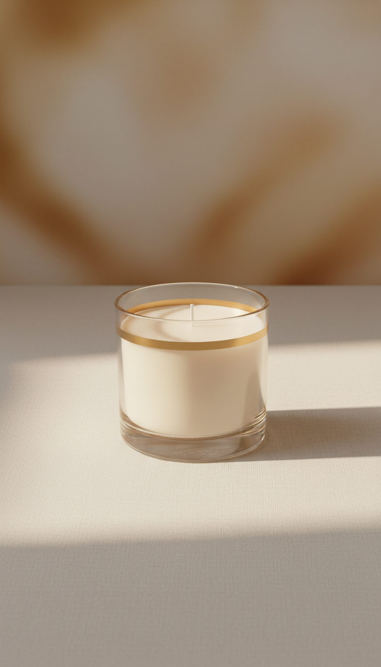 Ivory Serenity soy candle in glass vessel