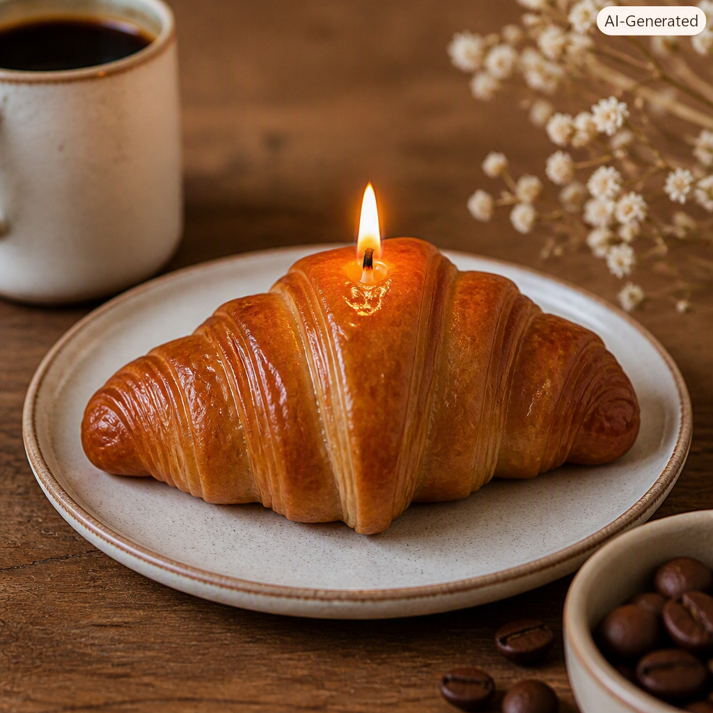 Croissant Candle — Buttery Morning Soy Candle