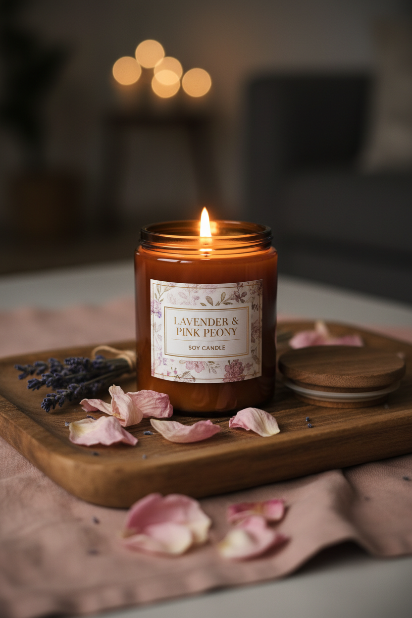 Lavender & Pink Peony Candle